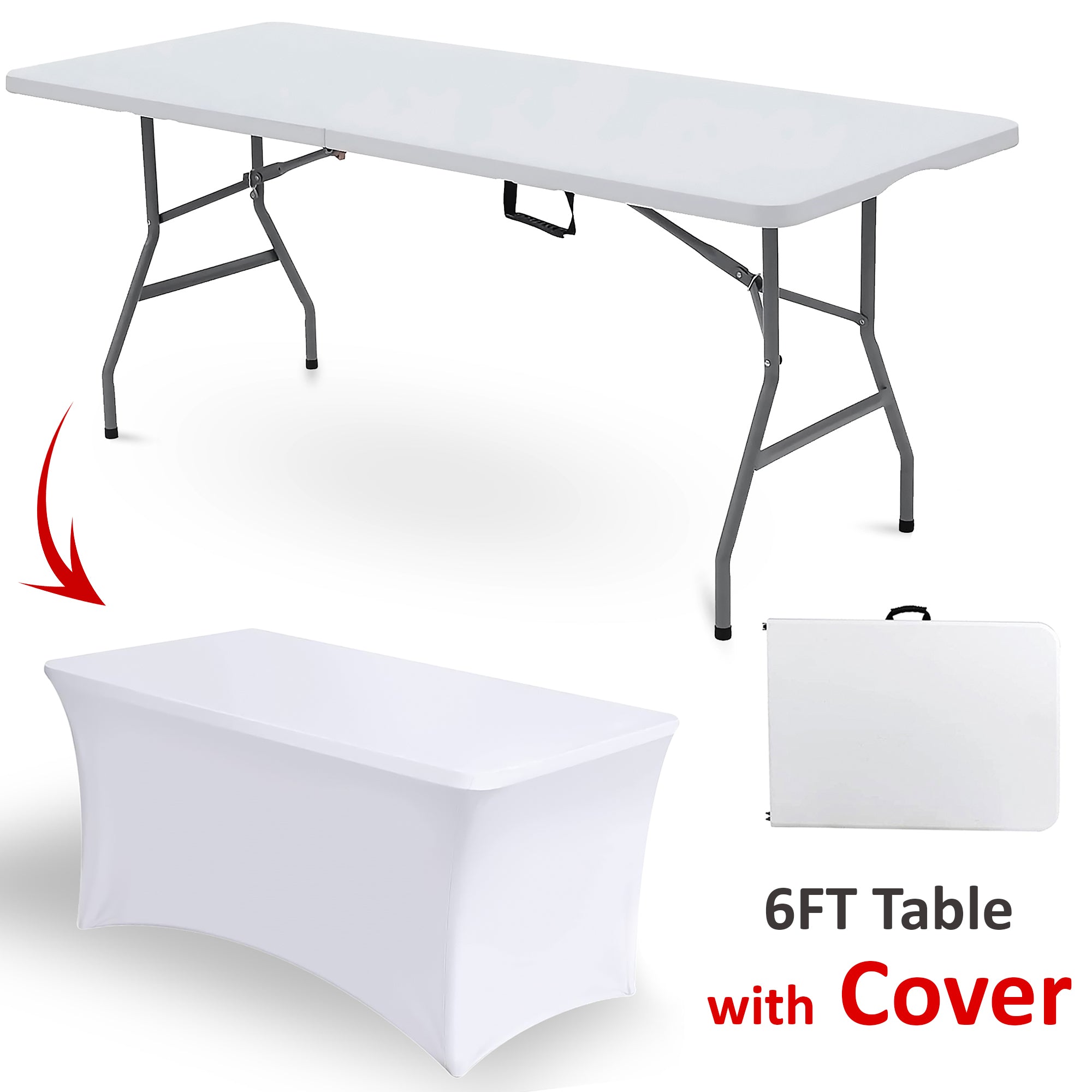 6ft Foldable Banquet Camping Table & Cover