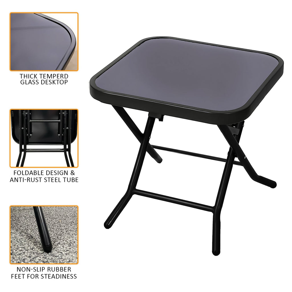 Glass Top Folding Side Square Table