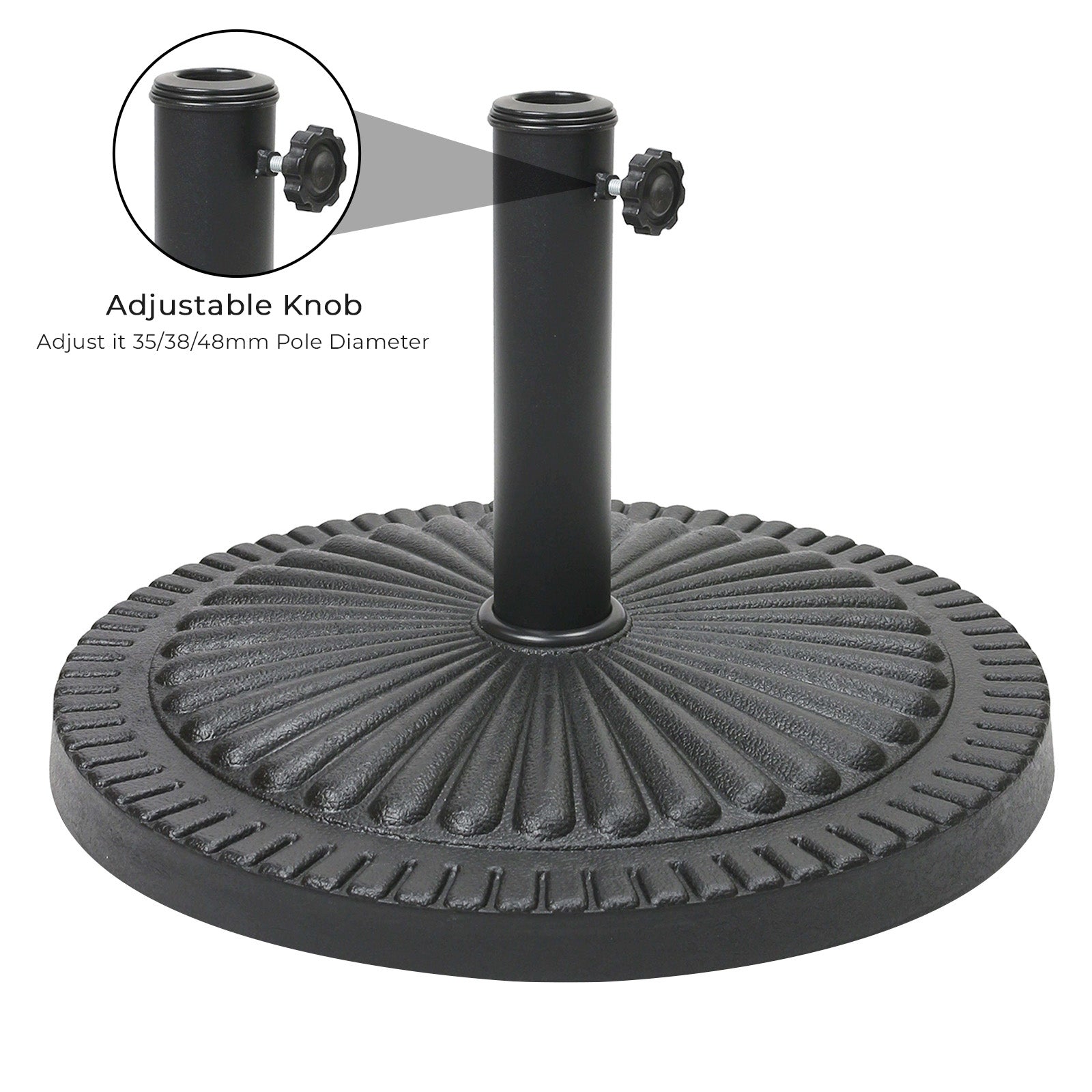 14kg Concrete Round Parasol Base - Black