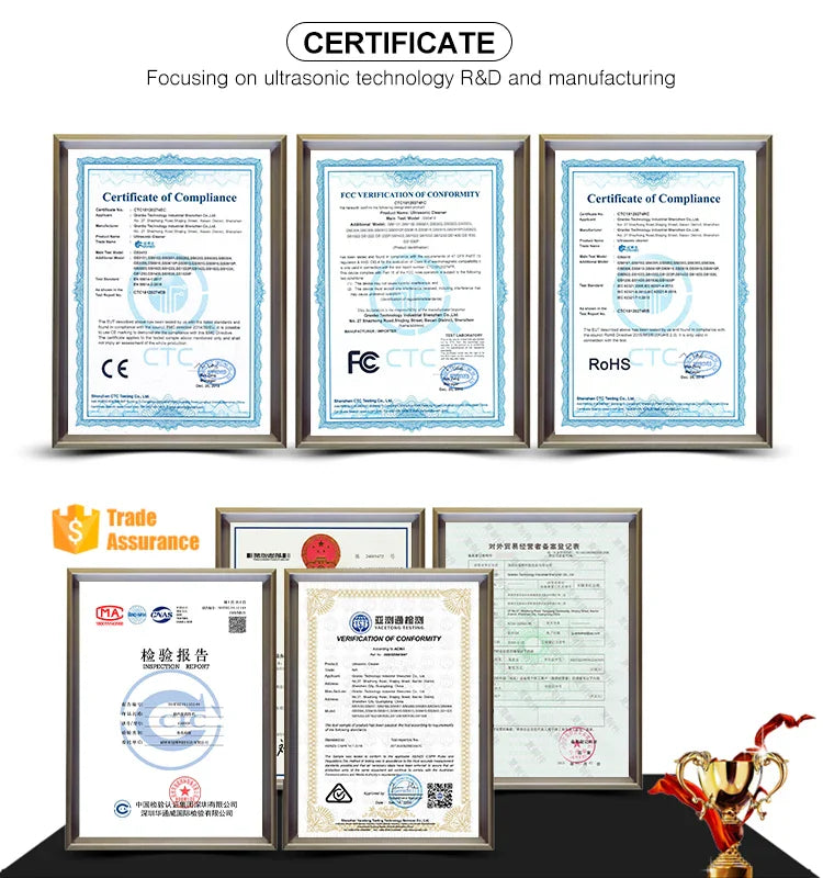 Granbosonic Ultrasonic Cleaner 800ML 1L 40KHz 35W 60W Easy Operation Jewelry Glasses Makeup Washer Bath New Design