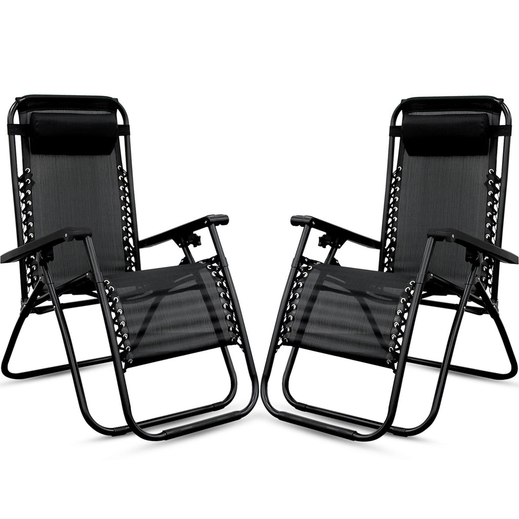 Set of 2 Zero Gravity Chair Sun lounger with Cup Holder