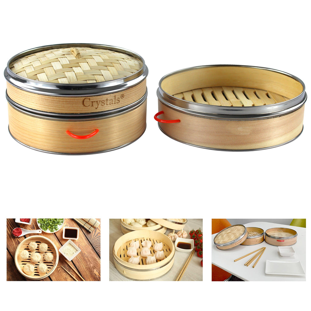 2 Tier 21 cm Bamboo Steamer Food Cooker