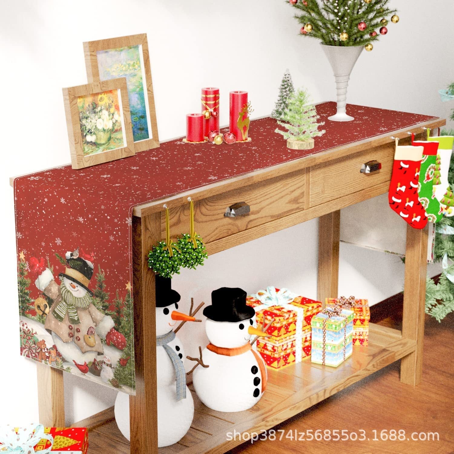 Christmas Table Flag Snowman Linen Mat