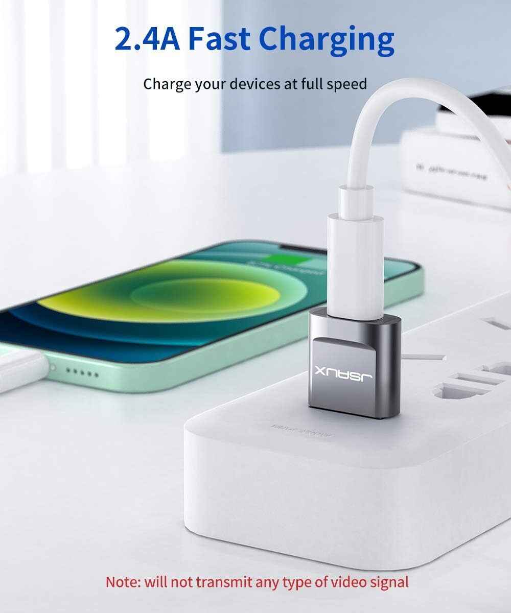 Premium USB Type C Female to USB A Male Adapter Converter Charger - Grey