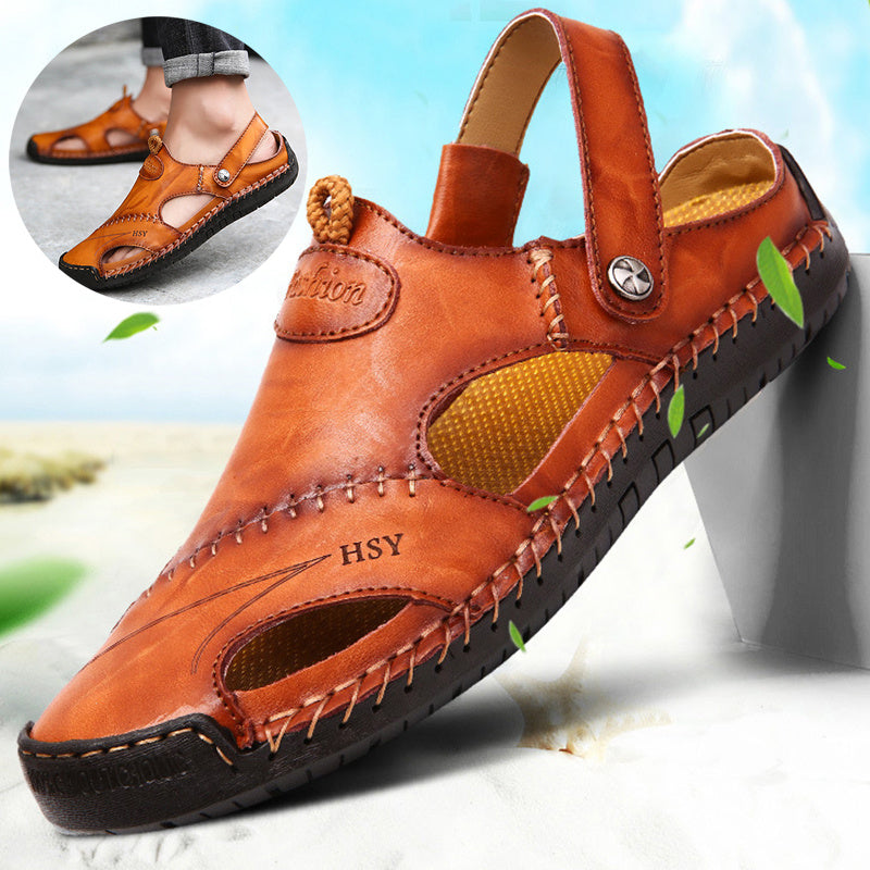 Men's Closed Toe Sandals Summer Adjustable Slides Slippers Fashion Beach Shoes