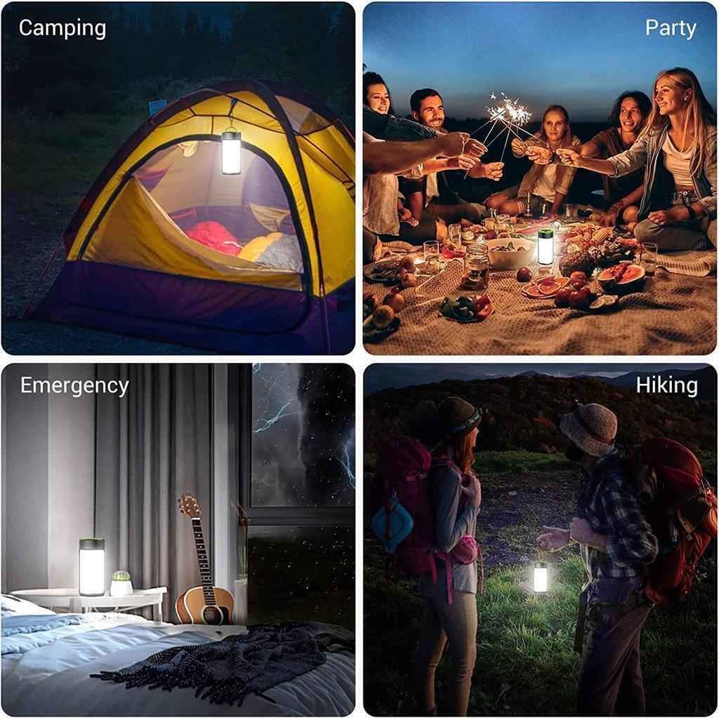 Rechargeable Camping Lights LED 400LM 5 Light Modes also Charges Phones - 2 Pack