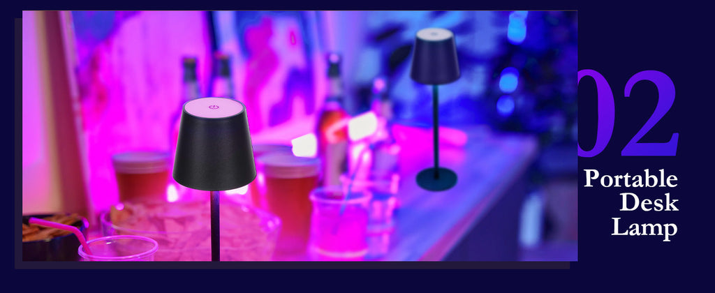 Cordless LED Table Lamp Rechargeable RGB Light Touch Dimmable IP54 White 2 Pack