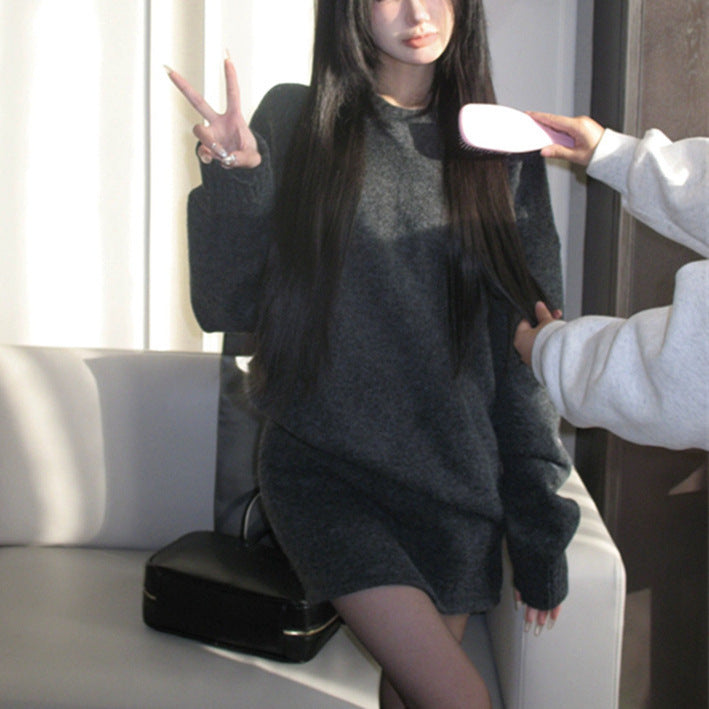 Knitting Suit Loose High Waist Shorts Short Skirt Two-piece Set