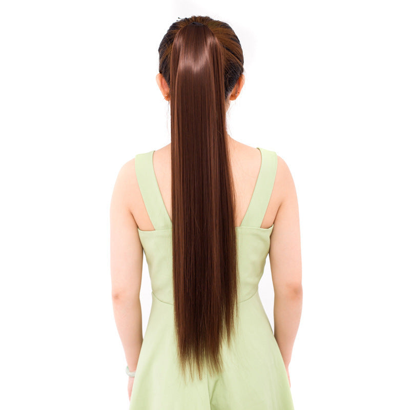 Lace-up Fashion Soft Wig Ponytail Realistic Matte Silk Long Straight Hair
