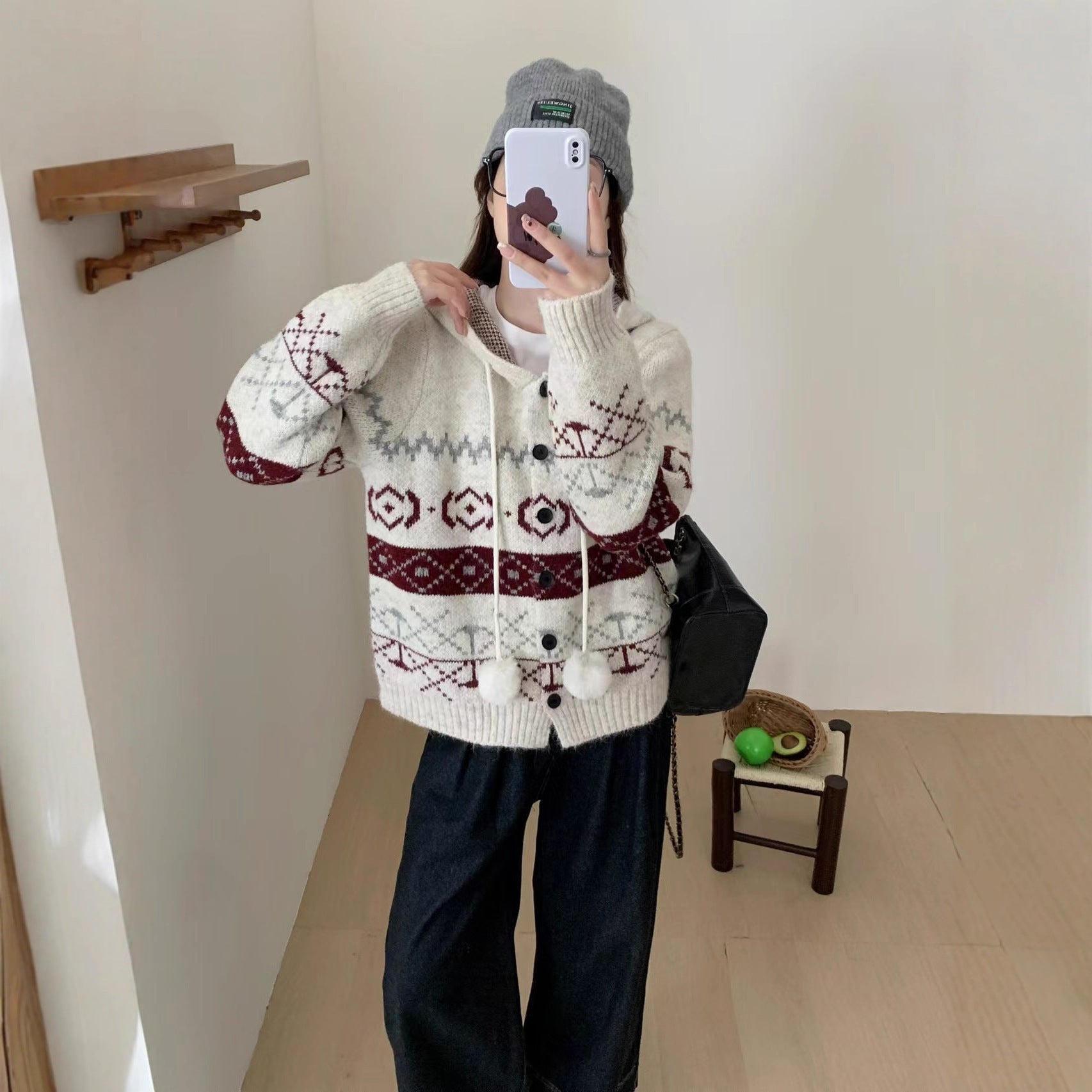 Idle Style Brocade Sweater Plus Size Women's Coat