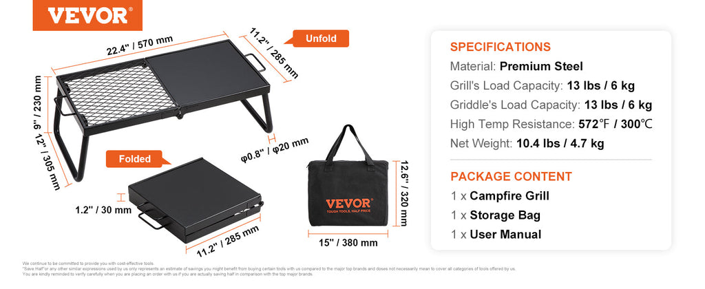 VEVOR 18/24in Barbecue Charcoal Grill Outdoor Home Appliance for Outdoor Cooking Camping Picnics Beach