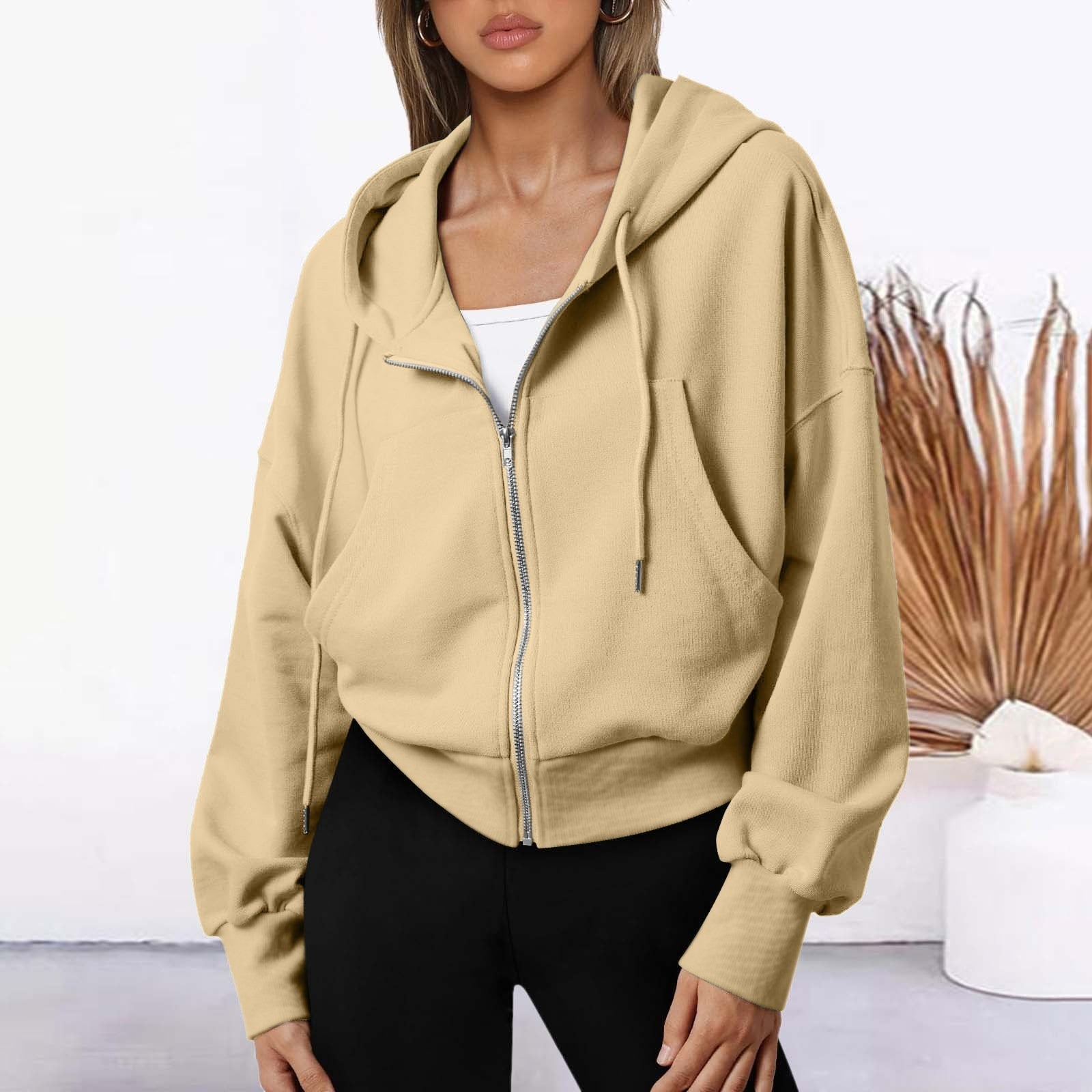 Zipper Long Sleeve Casual Sports Fashion Short Sweater