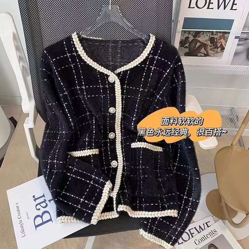 Classic Style Knitted Sweater Striped Loose All-match Women's Coat