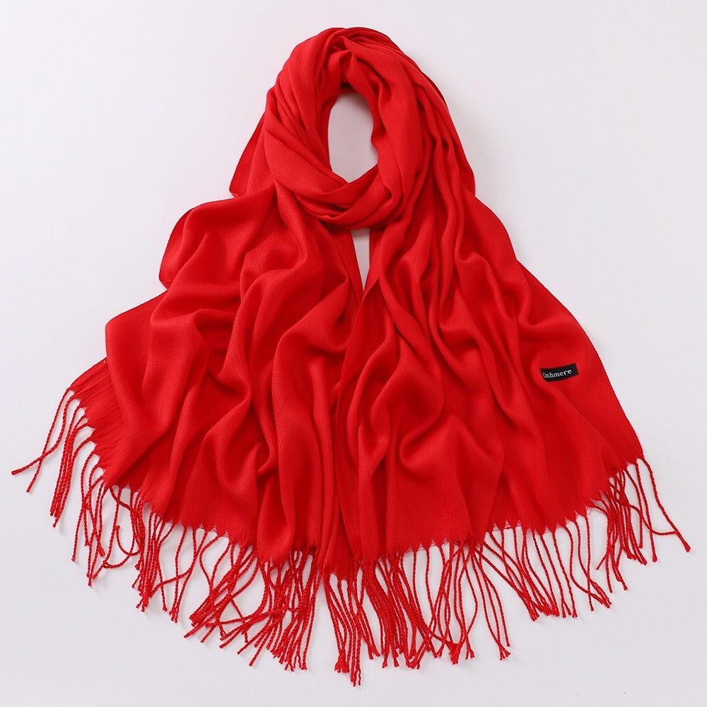 Autumn And Winter Cashmere-like Solid Color Long Scarf
