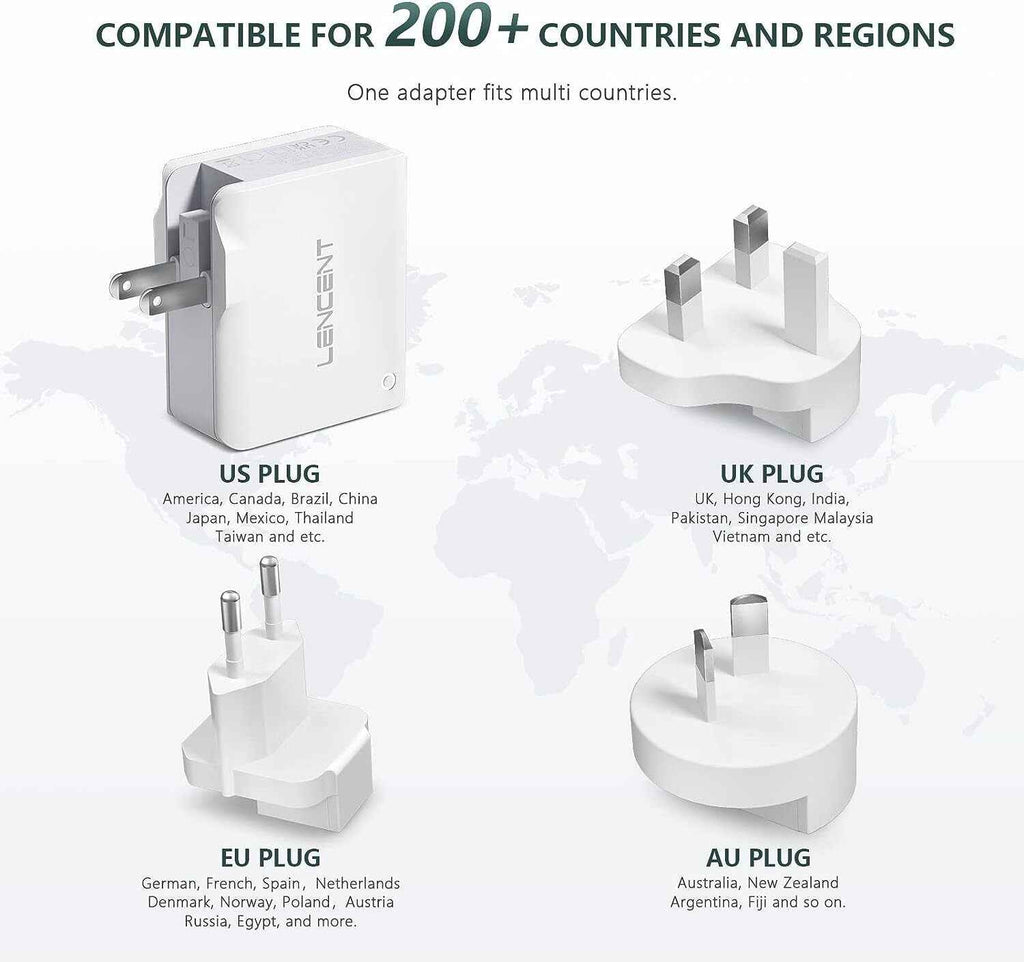 USB Charger 4 Ports Worldwide Universal Adapters Includes UK EU US AUS 22W/5V
