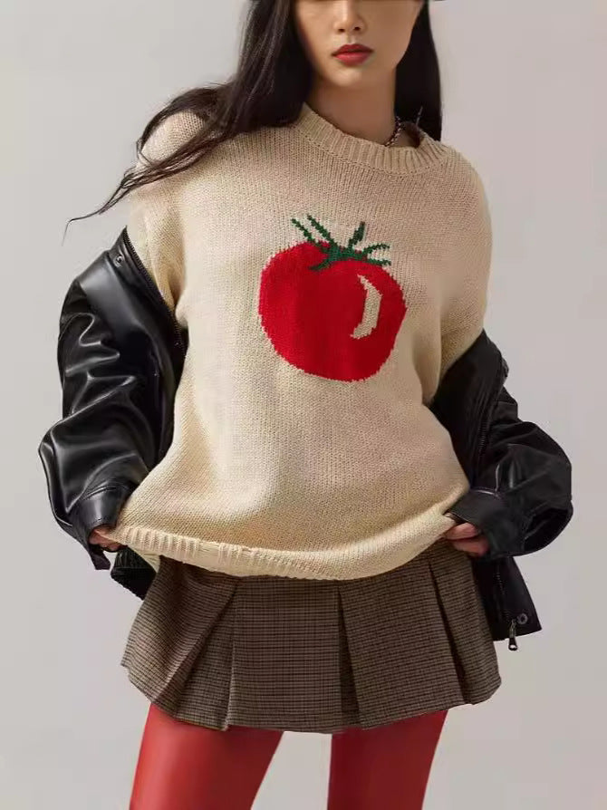 Women's Round Neck Sweater Loose-fitting Long Sleeve Sweater