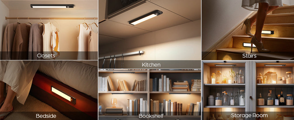 Wireless Motion Sensor Under Cabinet Closet Kitchen Counter LED Night Light 2 Pk