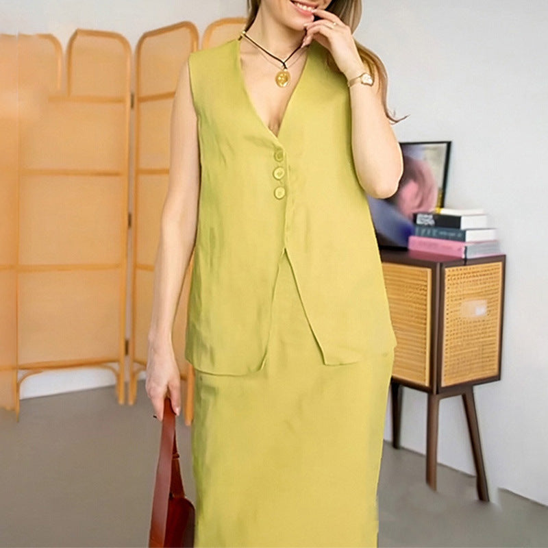 Casual Loose Top Long Skirt Two-piece Suit