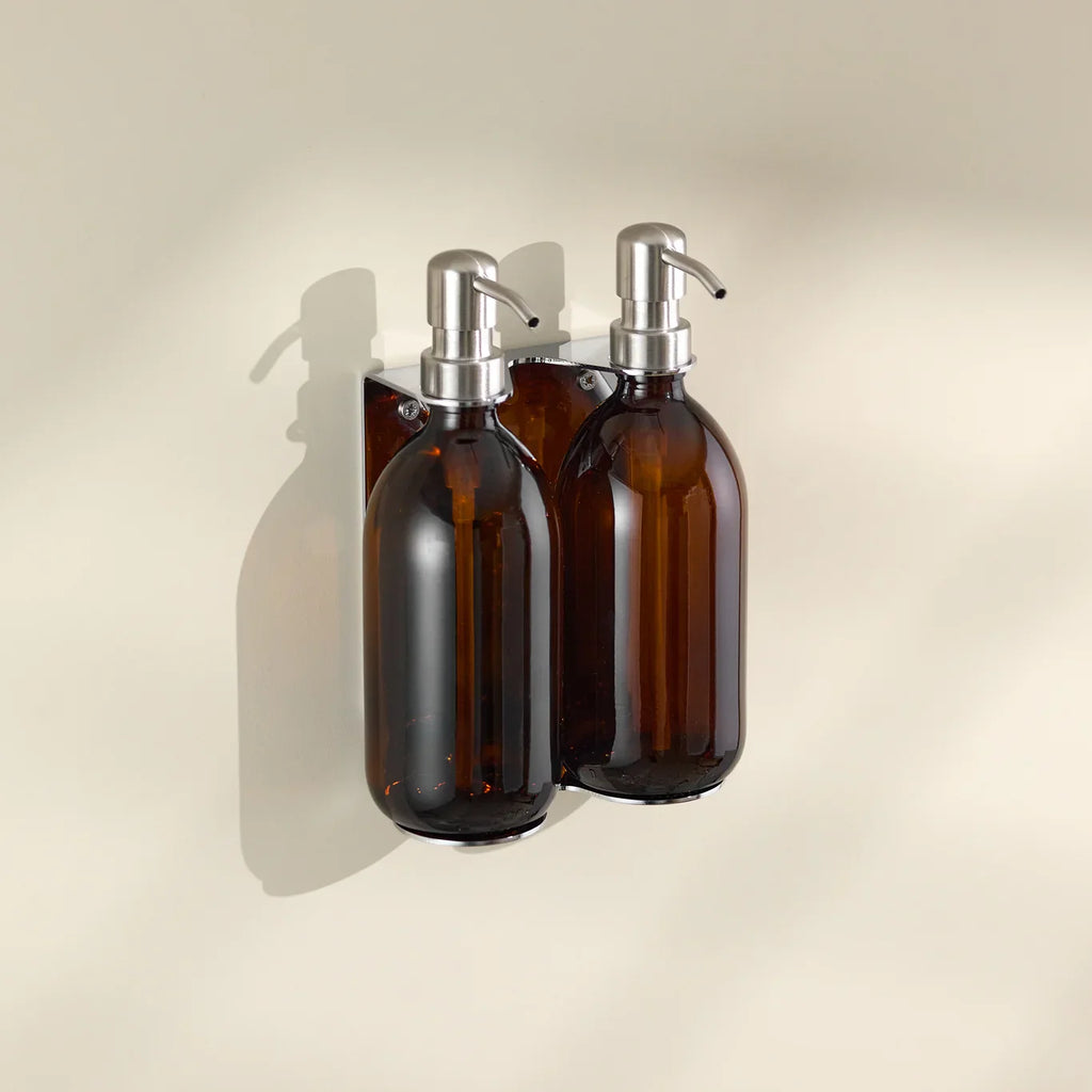 Chrome Double Wall Mounted Soap Dispenser