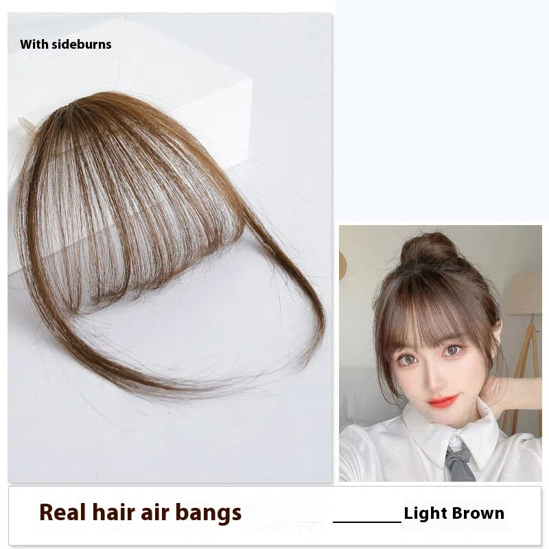 European And American Real Hair Bangs Wig Set Clip-in Bang Women's Natural Light