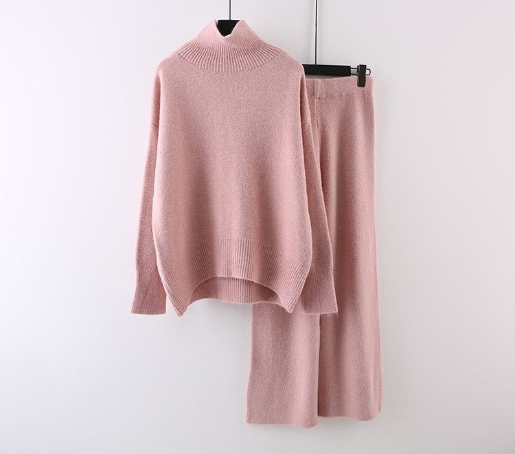 Women's Clothing Casual Sweater Wide Leg Pants Two-piece Set