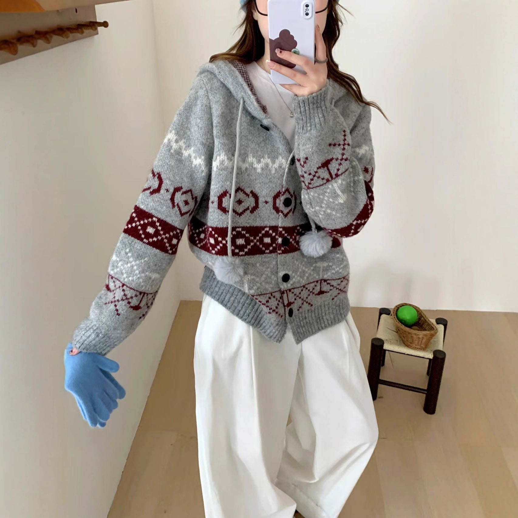 Idle Style Brocade Sweater Plus Size Women's Coat