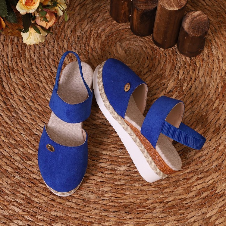 Hemp Rope Wedges Sandals Summer Lightweight Braided Closed Toe Elastic Band Shoes For Women
