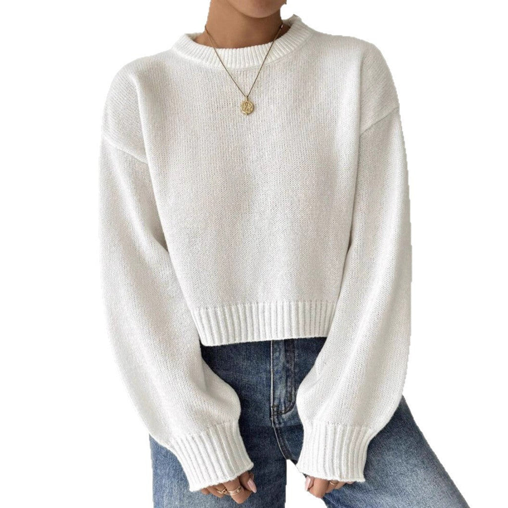 Short Round Neck Solid Color Sweater All-matching Wear