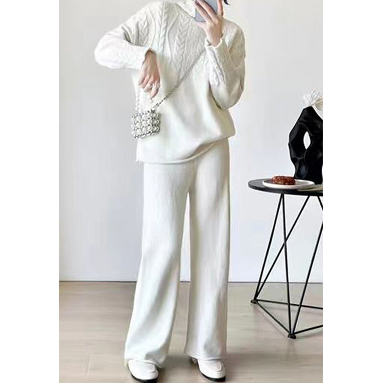 Sweater Wide Leg Trousers Look Slimming Two-piece Suit High