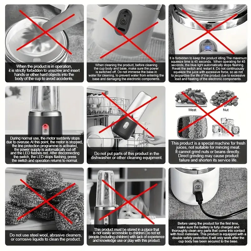 Portable Blender – USB Rechargeable Mini Smoothie & Shake Maker, 6 Stainless Steel Blades, 430g Capacity, Personal Juicer Mixer for Fresh Juice, Protein Shakes & Travel – Compact Blenders for Kitchen