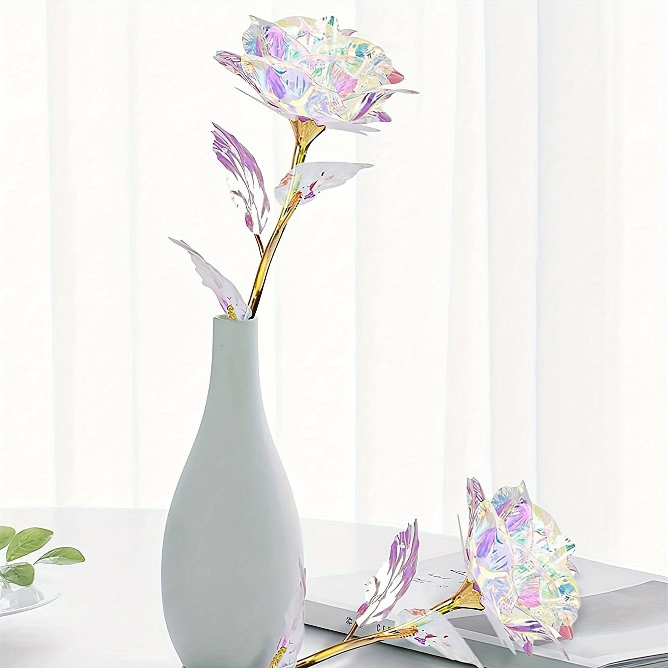 10pcs, Artificial Galaxy Roses, 24k Gold Plated Foil Colorful Rainbow Flowers, Forever Roses With Gradient Color, Ideal For Mother's Day, Valentine's Day, Thanksgiving, Girl's Birthday Party Decor, Plastic Material