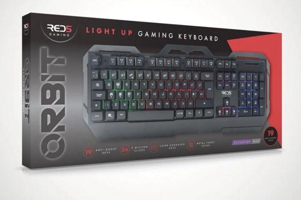 Gaming Keyboard Red 5 Orbit RGB Backlit Ergonomic Design Responsive Keys