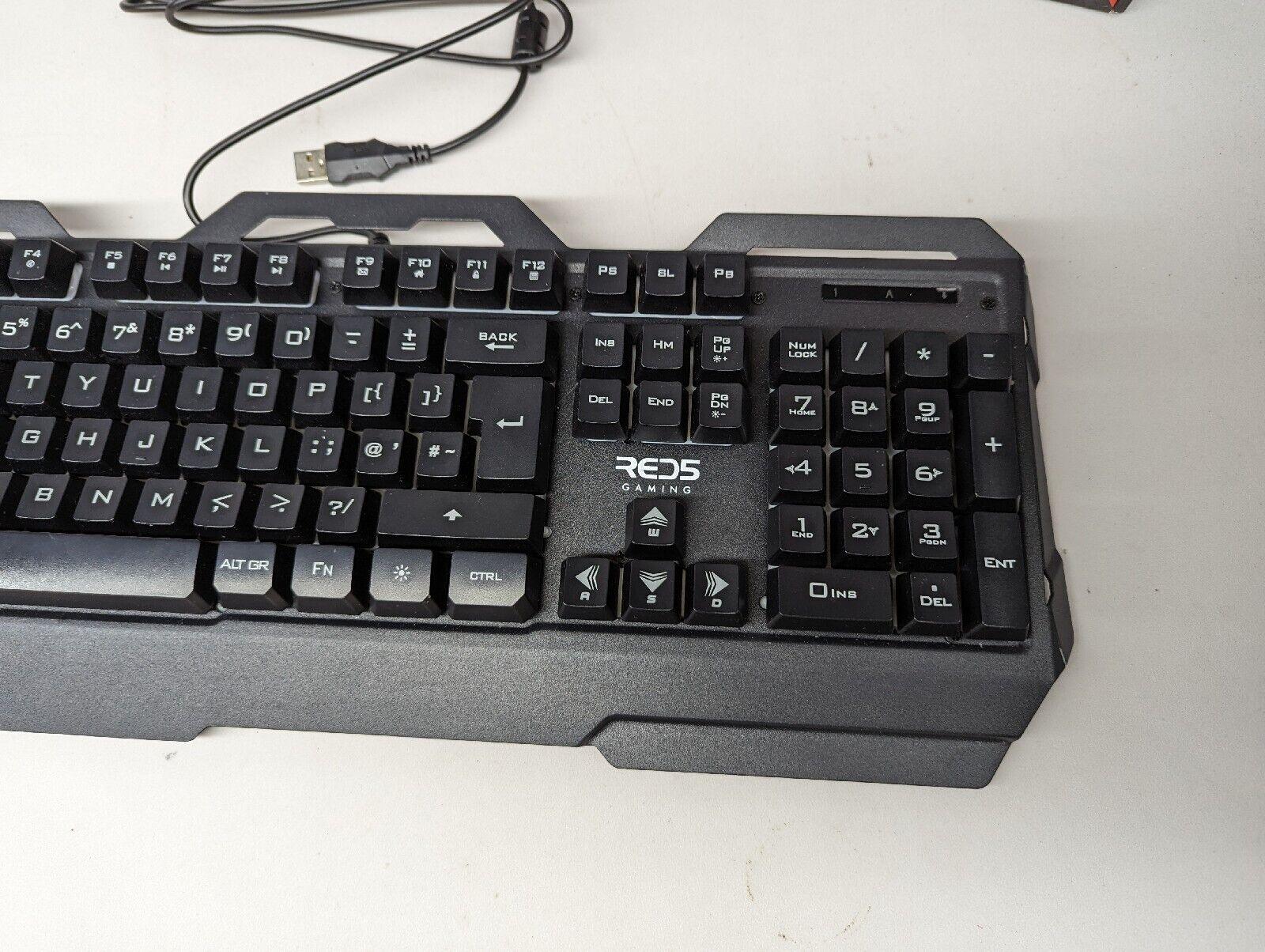 Gaming Keyboard Red 5 Orbit RGB Backlit Ergonomic Design Responsive Keys