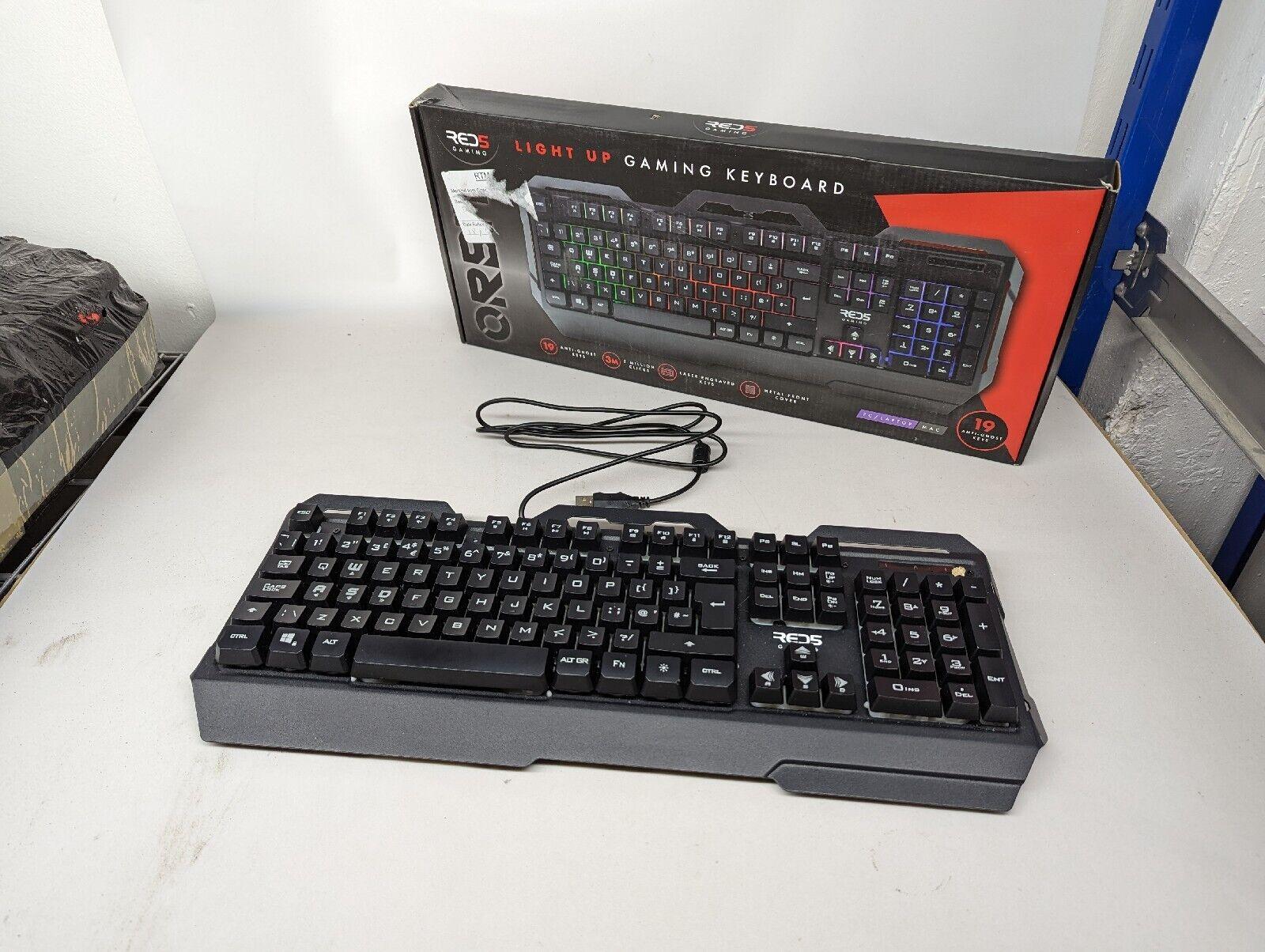 Gaming Keyboard Red 5 Orbit RGB Backlit Ergonomic Design Responsive Keys