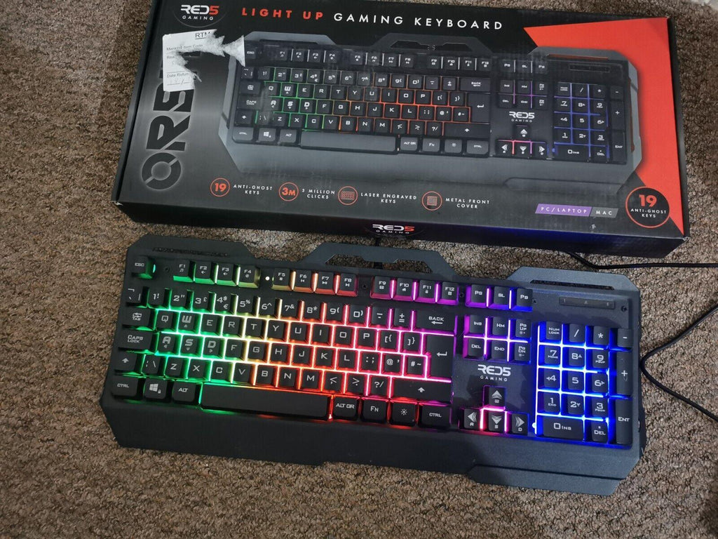 Gaming Keyboard Red 5 Orbit RGB Backlit Ergonomic Design Responsive Keys