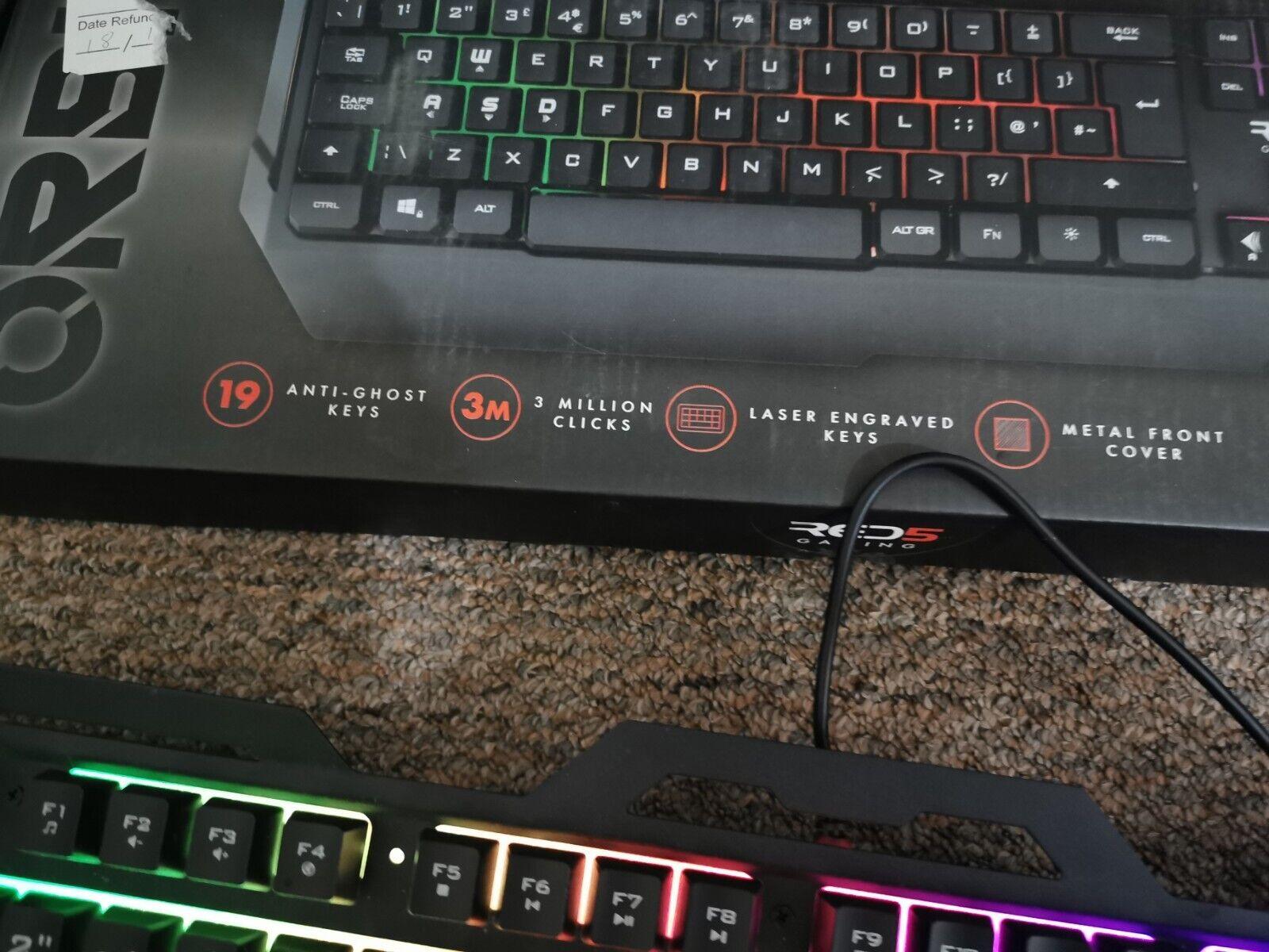 Gaming Keyboard Red 5 Orbit RGB Backlit Ergonomic Design Responsive Keys