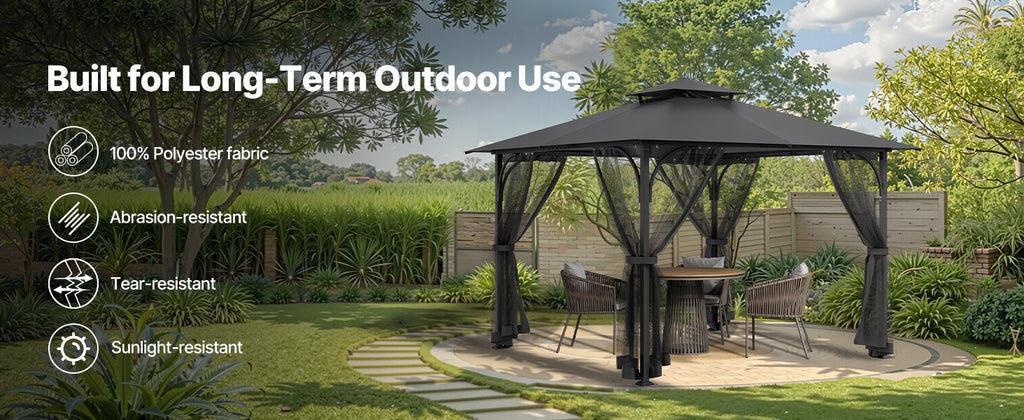 VEVOR Gazebo Netting Replacement Outdoor Garden Gazebo Net 4-Panel Sidewall Mesh Gazebo Curtain with Double Zipper for Garden