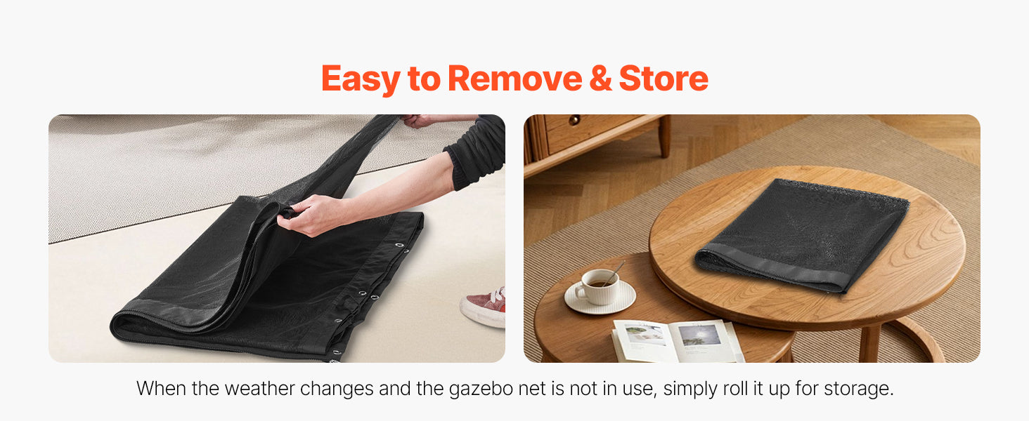 VEVOR Gazebo Netting Replacement Outdoor Garden Gazebo Net 4-Panel Sidewall Mesh Gazebo Curtain with Double Zipper for Garden