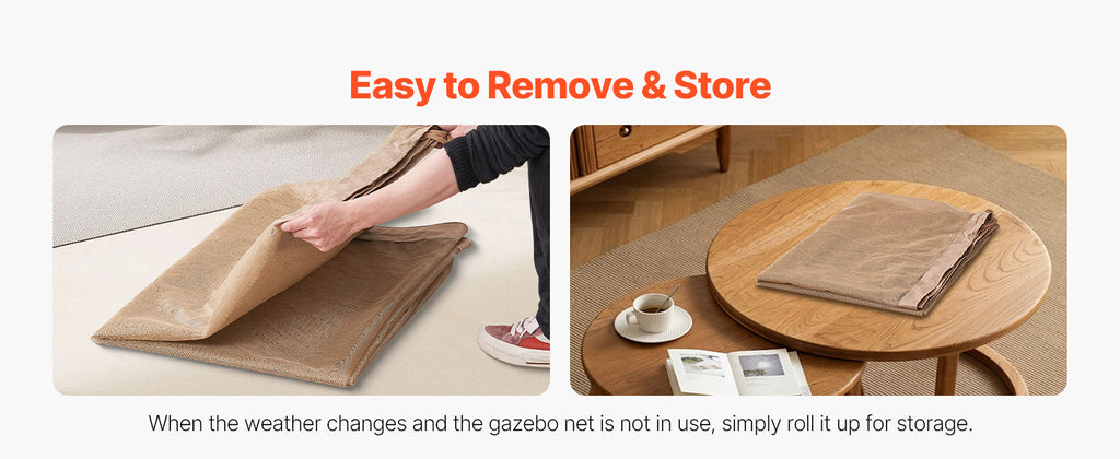 VEVOR Gazebo Netting Replacement Outdoor Garden Gazebo Ne 4-Panel Sidewall Mesh Gazebo Curtain with Double Zipper for Garden