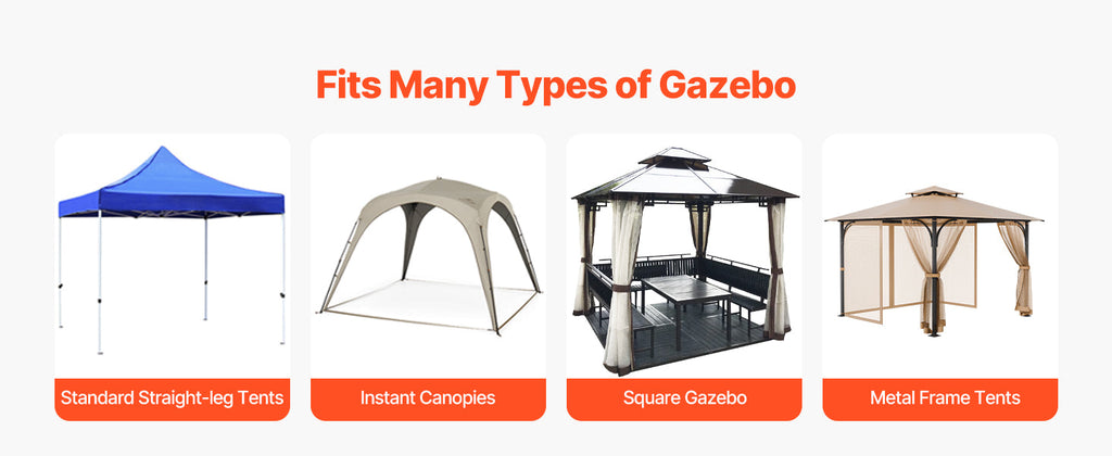 VEVOR Gazebo Netting Replacement Outdoor Garden Gazebo Ne 4-Panel Sidewall Mesh Gazebo Curtain with Double Zipper for Garden