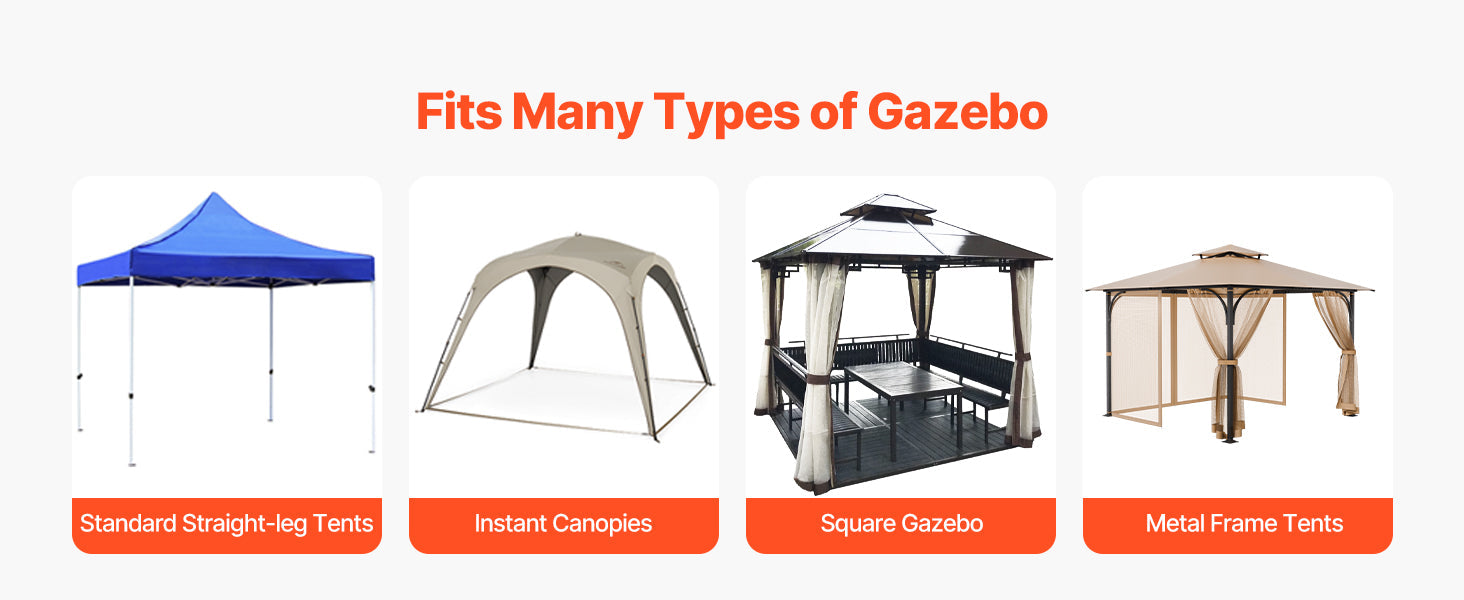 VEVOR Gazebo Netting Replacement Outdoor Garden Gazebo Ne 4-Panel Sidewall Mesh Gazebo Curtain with Double Zipper for Garden