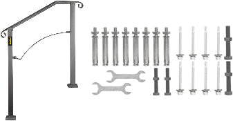 VEVOR Handrail Arch Railing White Fits 1 Or 5 Steps Stair Rail Wrought Iron Hand Rails With Installation Kit For Outdoor Steps