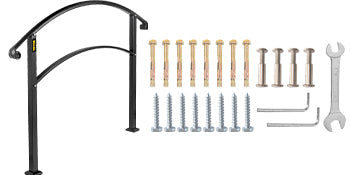 VEVOR Wrought Iron Handrail Fits 1 or 5 Steps with Installation Kit Hand Rails for Outdoor Steps Transition Handrail Stair Rail