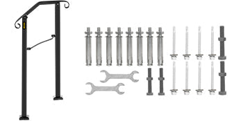 VEVOR Handrail Arch Railing White Fits 1 Or 5 Steps Stair Rail Wrought Iron Hand Rails With Installation Kit For Outdoor Steps