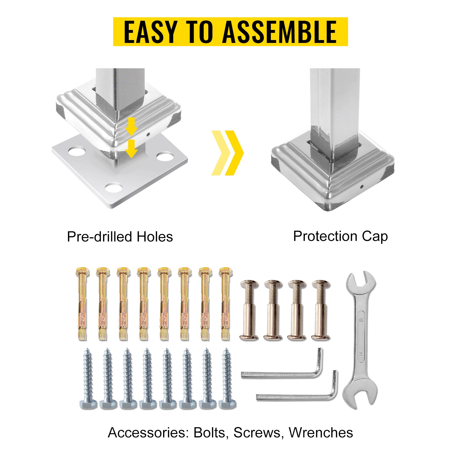 VEVOR Wrought Iron Handrail Fits 1 or 5 Steps with Installation Kit Hand Rails for Outdoor Steps Transition Handrail Stair Rail