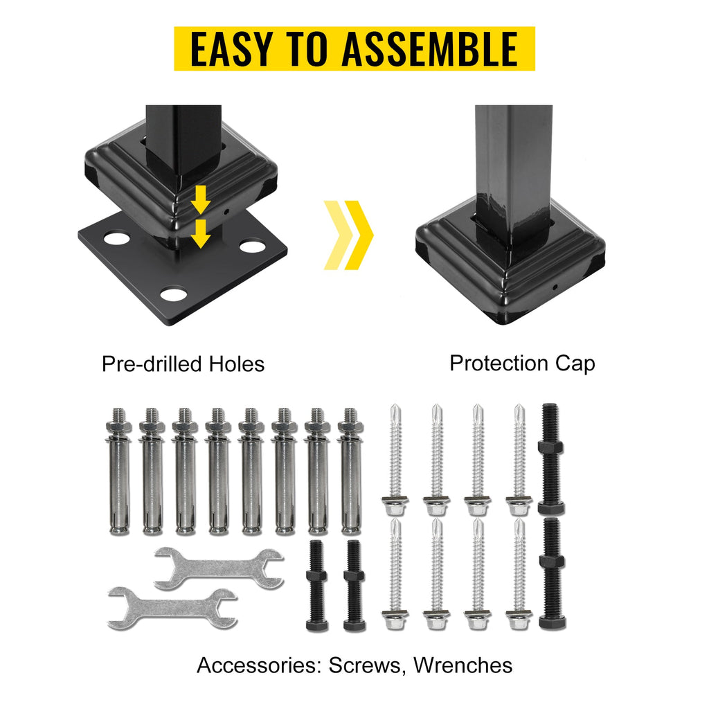 VEVOR Handrails for Outdoor Steps Fit 4 or 5 Steps Outdoor Stair Railing Arch#4 Wrought Iron Handrail Flexible Porch Railing