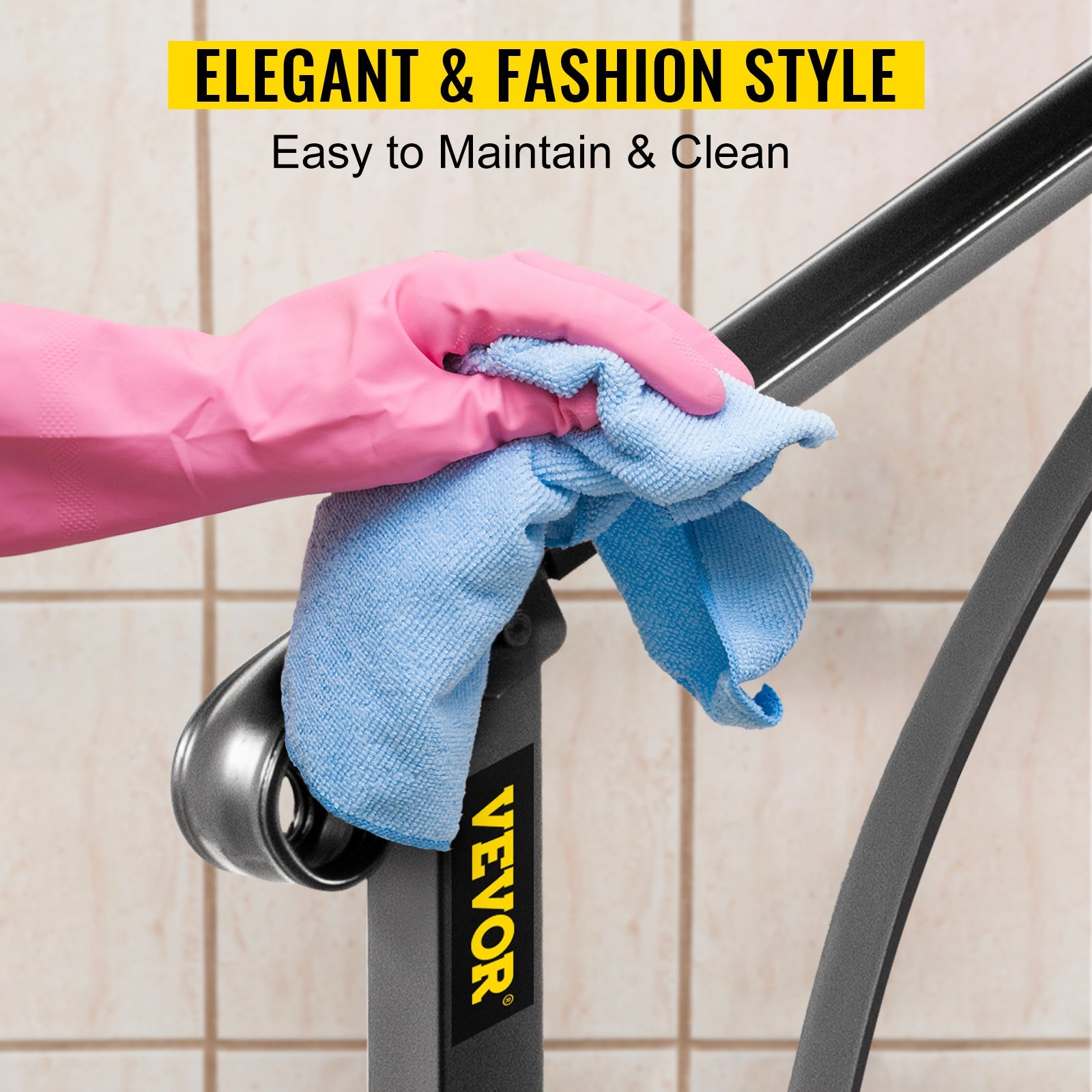 VEVOR Handrails for Outdoor Steps Fit 4 or 5 Steps Outdoor Stair Railing Arch#4 Wrought Iron Handrail Flexible Porch Railing