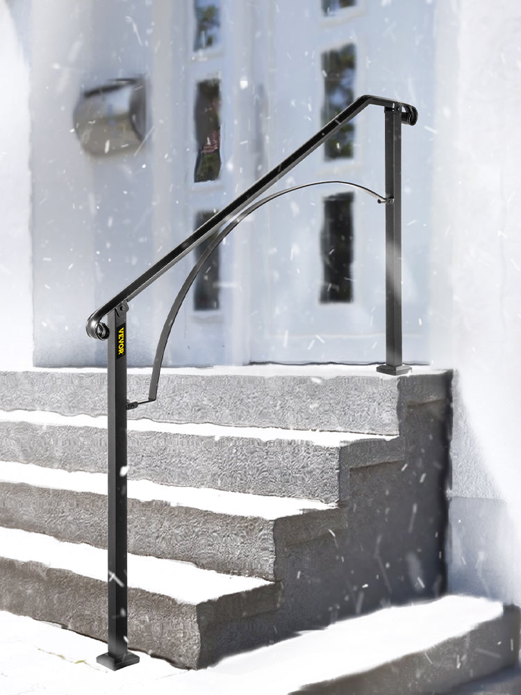 VEVOR Handrails for Outdoor Steps Fit 4 or 5 Steps Outdoor Stair Railing Arch#4 Wrought Iron Handrail Flexible Porch Railing