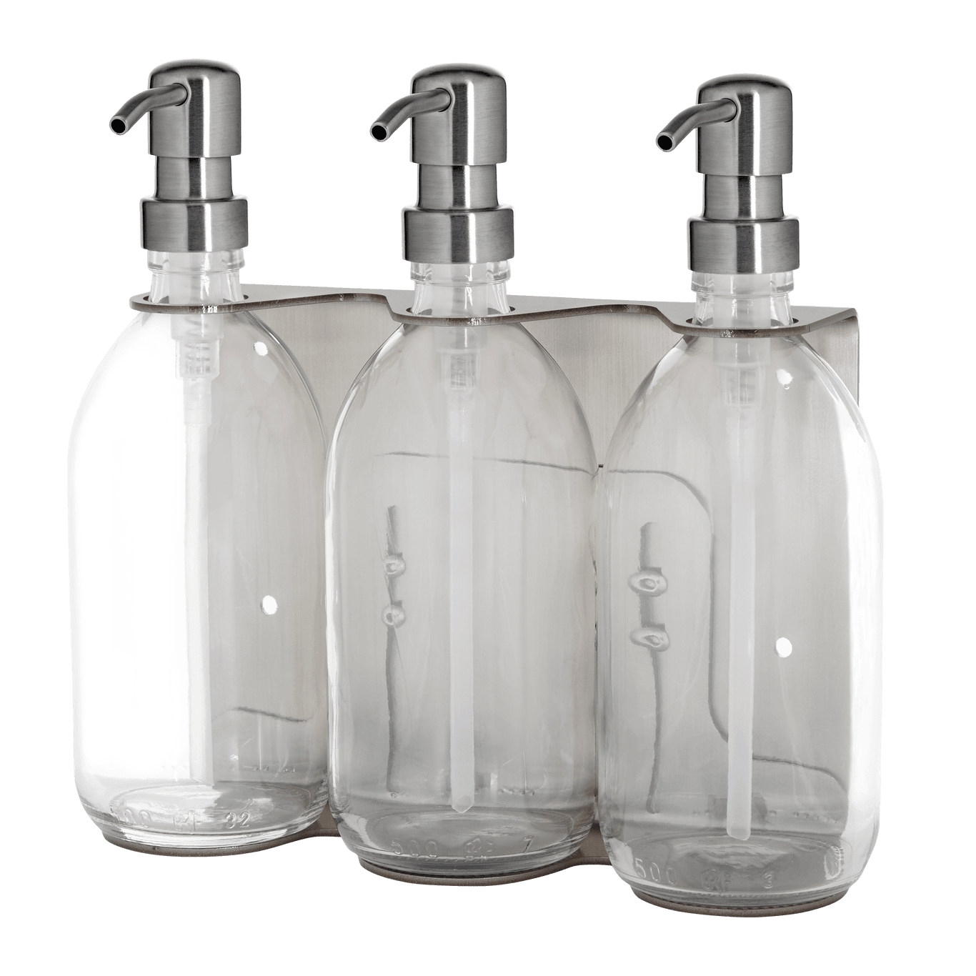 Nickel Triple Wall Mounted Soap Dispenser