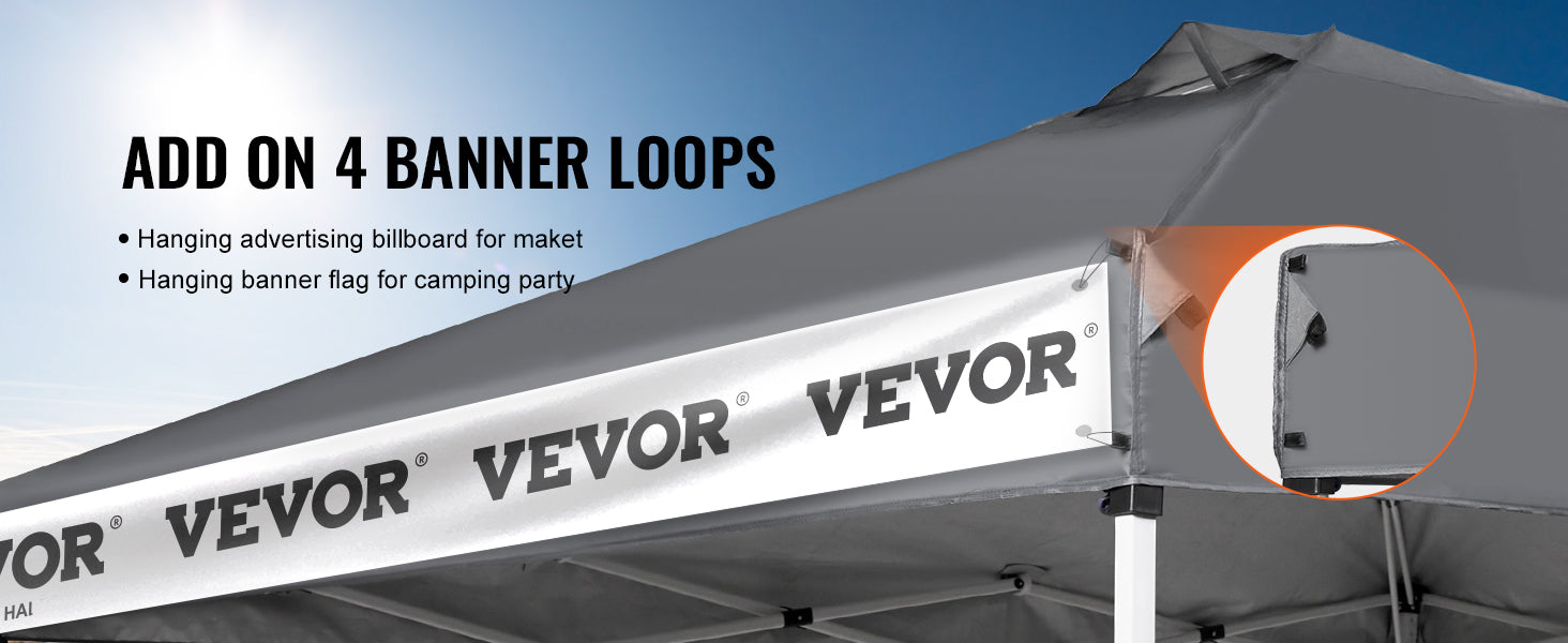 VEVOR Pop Up Canopy Tent 250D PU Silver Coated Tarp with Portable Roller Bag and 4 Sandbags Waterproof and Sun Shelter Gazebo